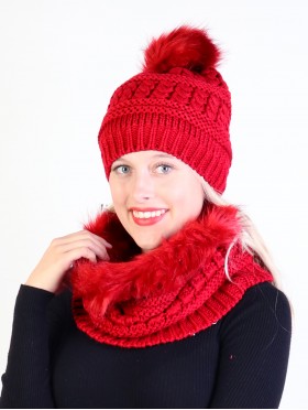 Fashion Knitted Furry Set W/ (Scarf, Hat)